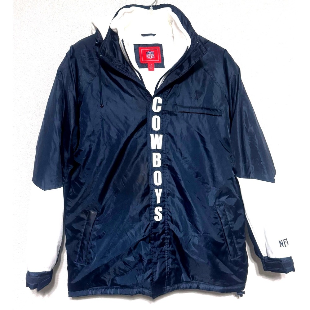 Rare Vintage Dallas Cowboys NFL Puffer Coat Men's L‎ Hooded Star Logo VTG